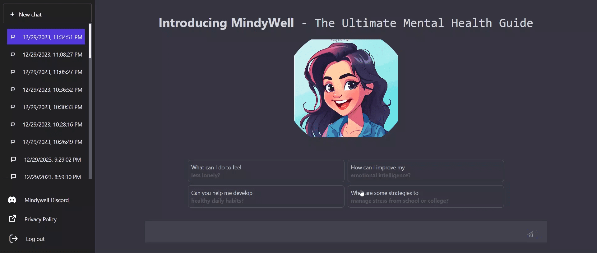 Mindywell AI Mental Health Chatbot